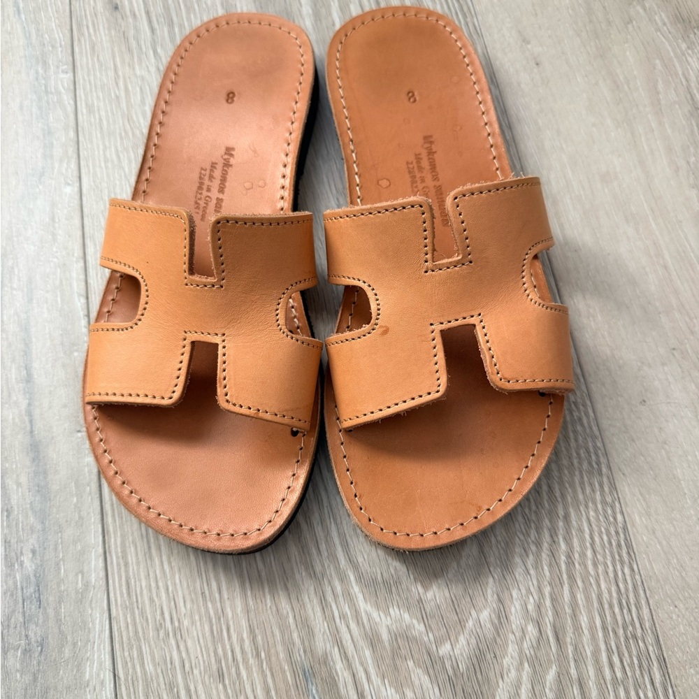 Sandals tan Oran Leather made in Greece